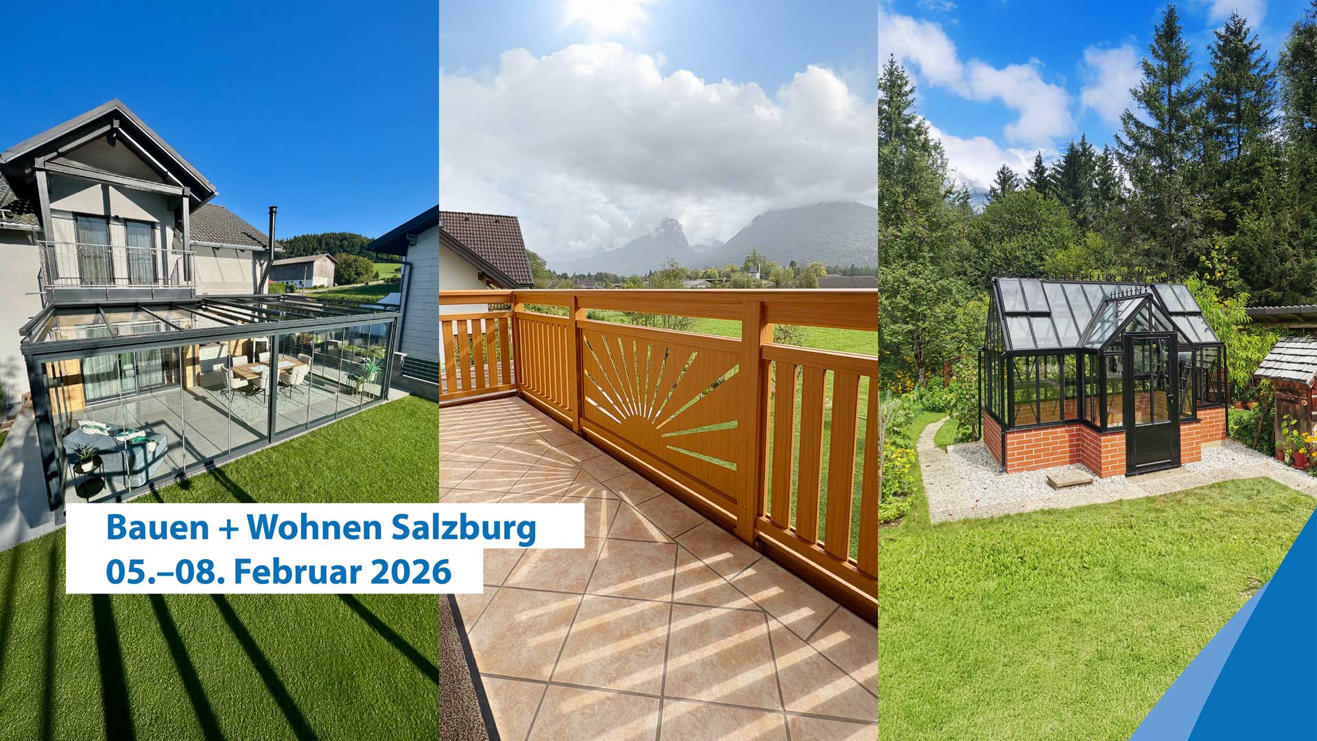 Bauen und Wohnen in Salzburg mit Balkongeländer, Sommergärten und Gewächshäuser